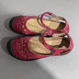 Women's JBU Red Leather Mary Jane Shoes Size 10M